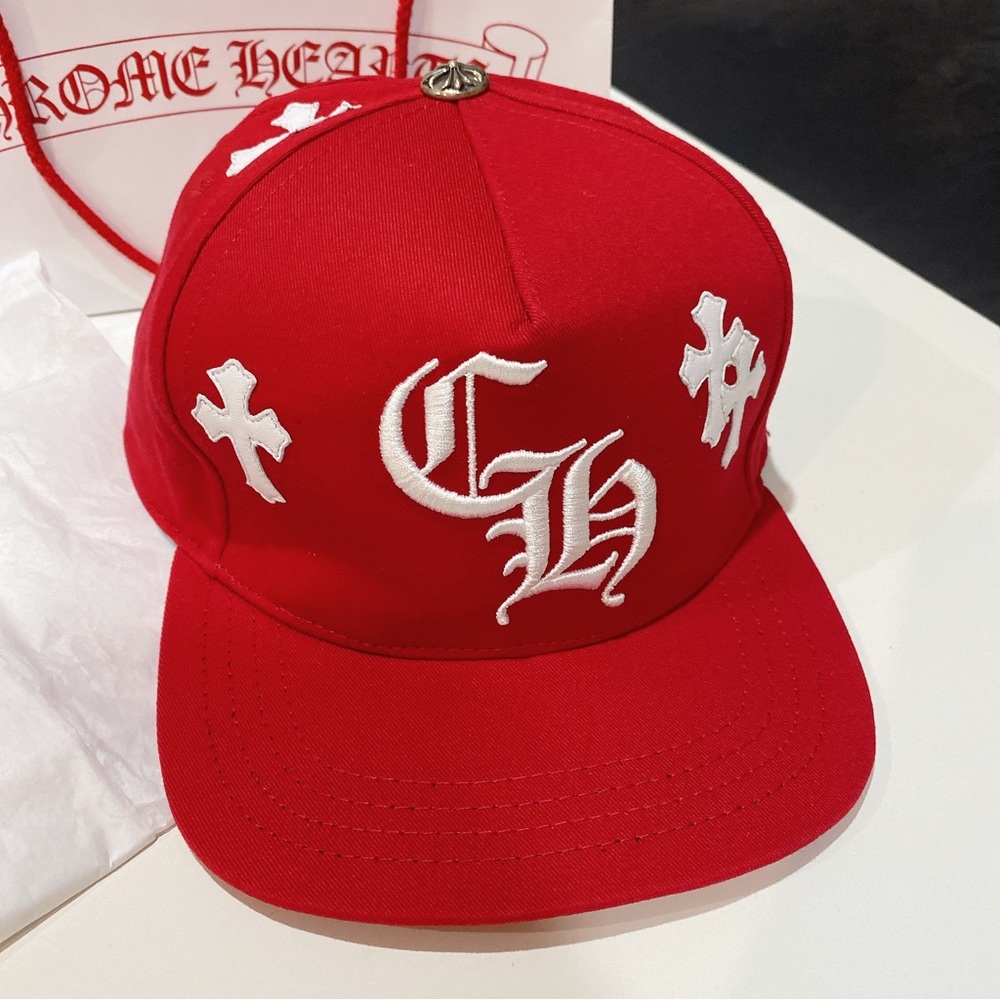 Brand New Chrome Hearts Cross Patch Base Hat RED